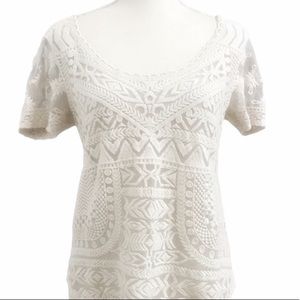 EUC ANTHROPOLOGIE M crochet and mesh top
